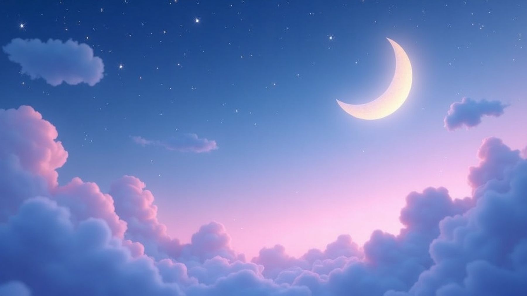 Nubes moradas de noche con luna creciente
